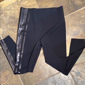SPANX Black Leggings with Glossy Stripes